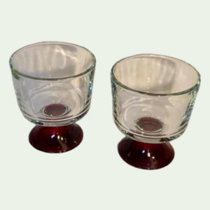 Anchor Hocking vintage mini trifle cups. Red and clear glass. Set of two.